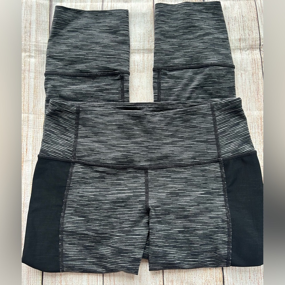 Athleta Gray/Black Mesh Cropped Leggings - Picture 3 of 7